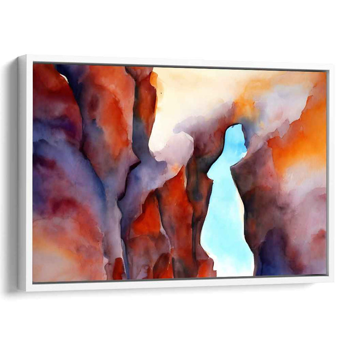 Serenity in Abstract: Canyon Sunset Watercolor Canvas Art Print