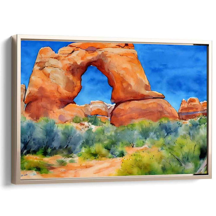 Mirage Oasis: Serene Desert Landscape Watercolor Painting