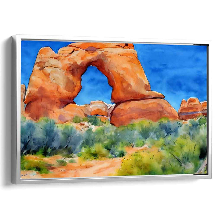 Mirage Oasis: Serene Desert Landscape Watercolor Painting