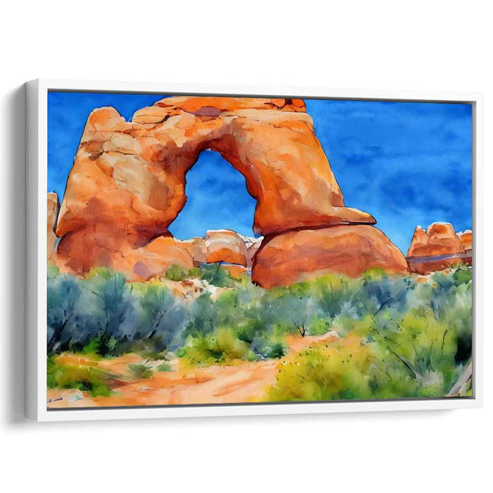 Mirage Oasis: Serene Desert Landscape Watercolor Painting