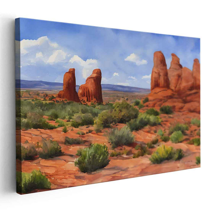 Crimson Canyon Majesty: Awe-Inspiring Red Rock Formations Canvas Art Print