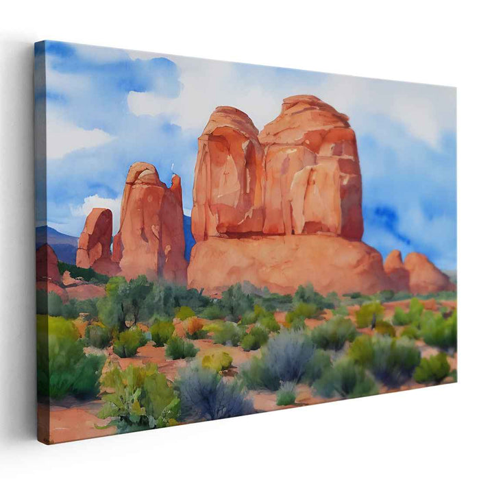 Whispers of Sunlit Sand: Impressionist-Inspired Sandstone Landscape Canvas Art