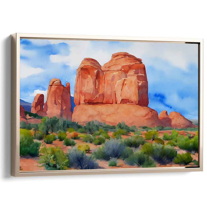 Whispers of Sunlit Sand: Impressionist-Inspired Sandstone Landscape Canvas Art
