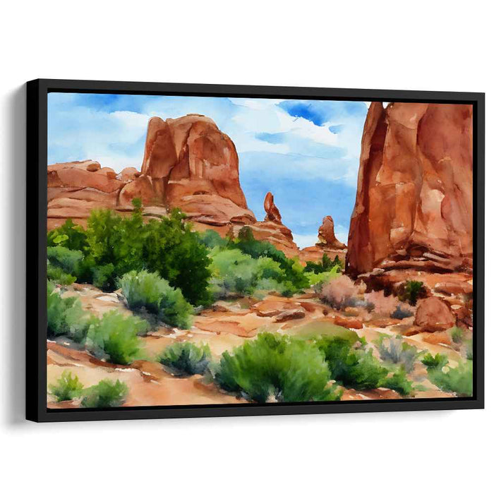 Desert Mirage Melody: Tranquil Watercolor Landscape of the American Southwest