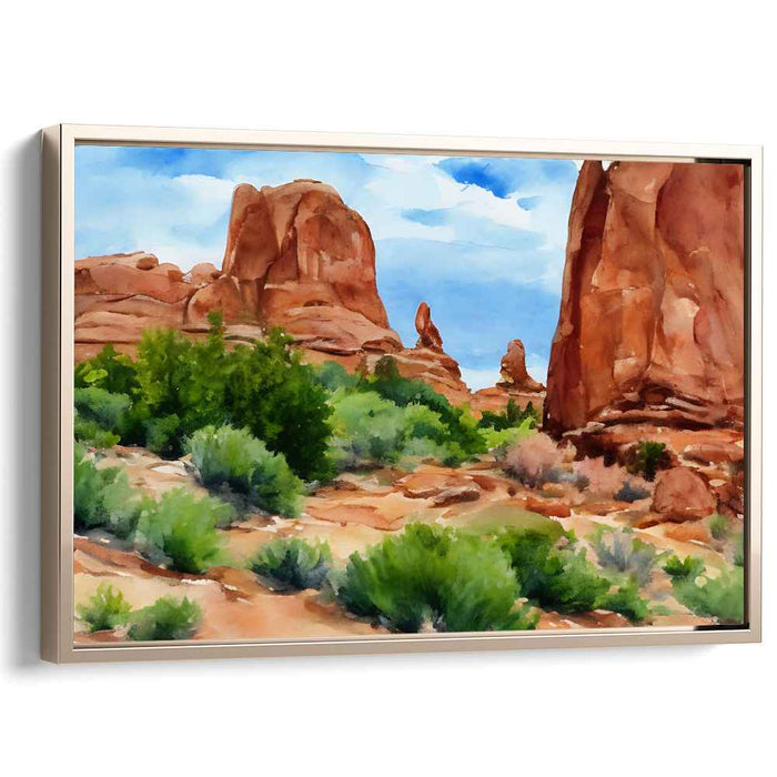 Desert Mirage Melody: Tranquil Watercolor Landscape of the American Southwest
