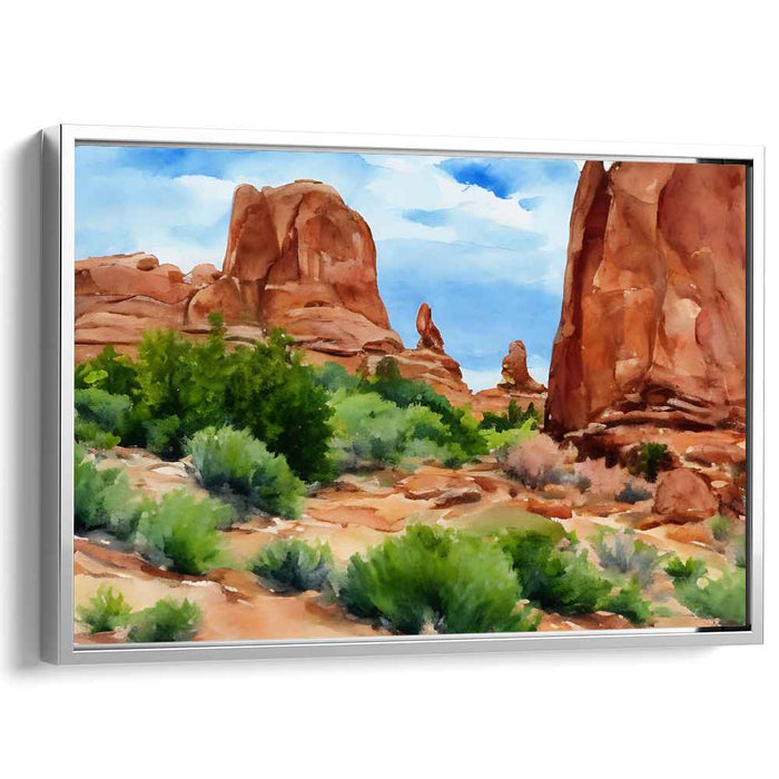 Desert Mirage Melody: Tranquil Watercolor Landscape of the American Southwest