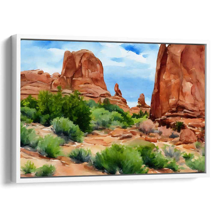 Desert Mirage Melody: Tranquil Watercolor Landscape of the American Southwest