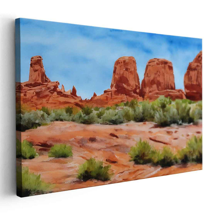 Majestic Desert Rock Formations: A Watercolor Landscape