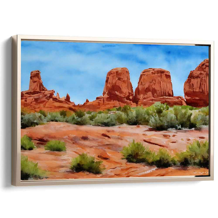 Majestic Desert Rock Formations: A Watercolor Landscape