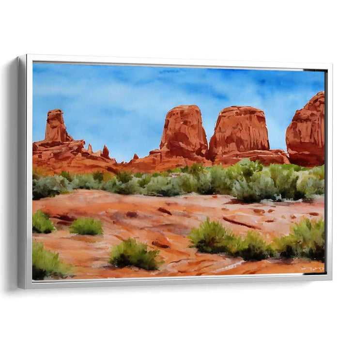 Majestic Desert Rock Formations: A Watercolor Landscape