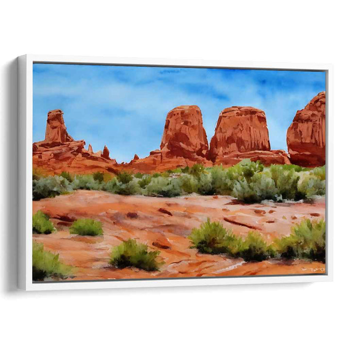 Majestic Desert Rock Formations: A Watercolor Landscape