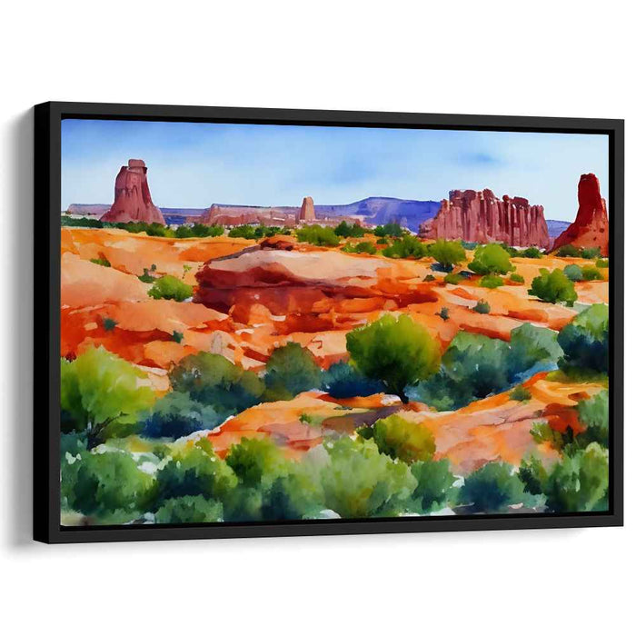 Eroding Giants: Watercolor Landscape of Majestic Rock Formations