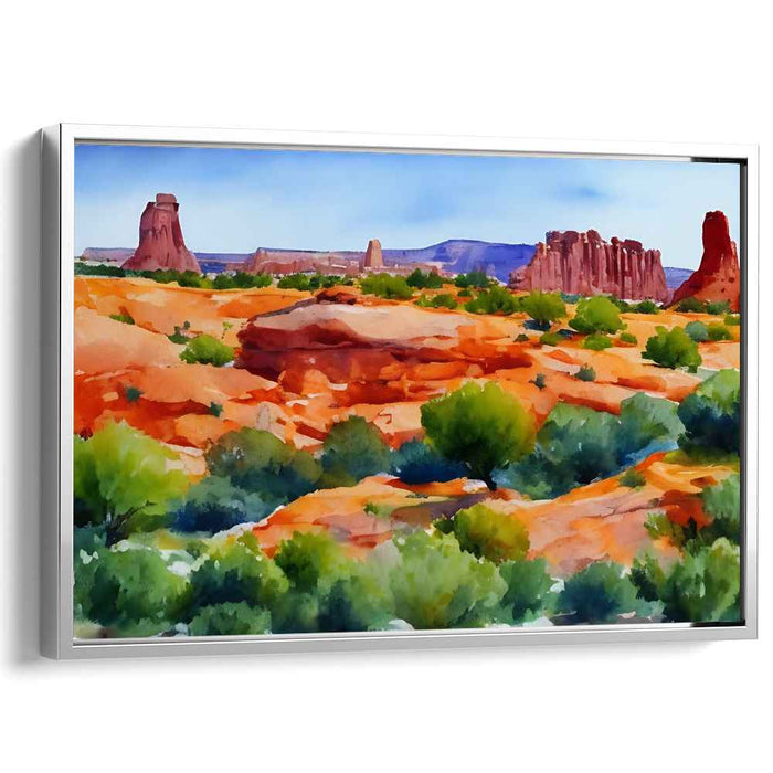 Eroding Giants: Watercolor Landscape of Majestic Rock Formations