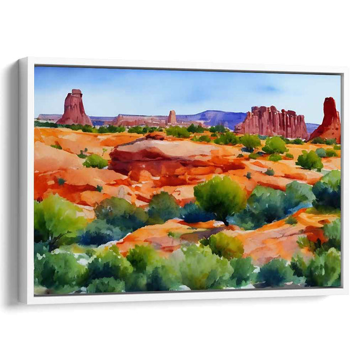 Eroding Giants: Watercolor Landscape of Majestic Rock Formations