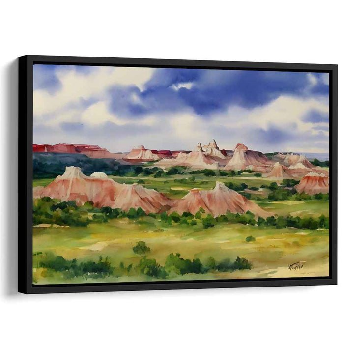 Pristine Wilderness: Serene Desert Mesa Vista Watercolor Landscape