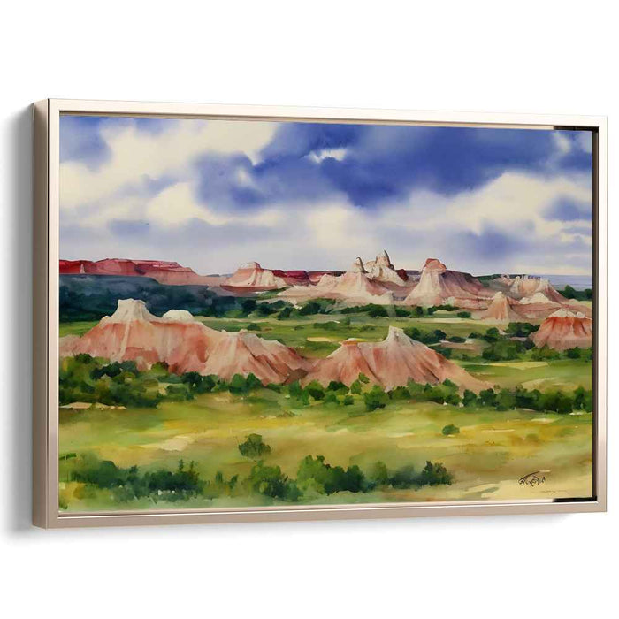 Pristine Wilderness: Serene Desert Mesa Vista Watercolor Landscape