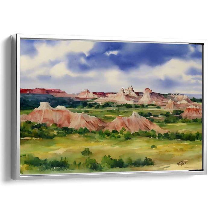 Pristine Wilderness: Serene Desert Mesa Vista Watercolor Landscape
