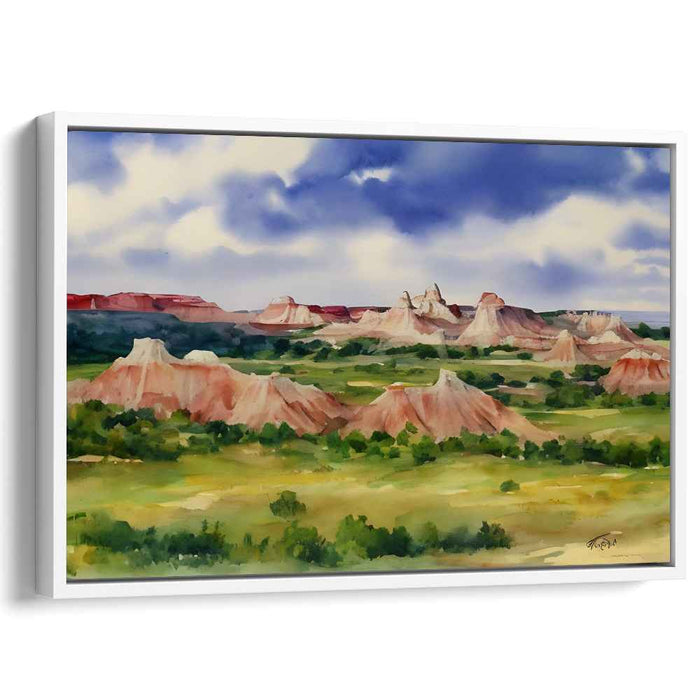 Pristine Wilderness: Serene Desert Mesa Vista Watercolor Landscape