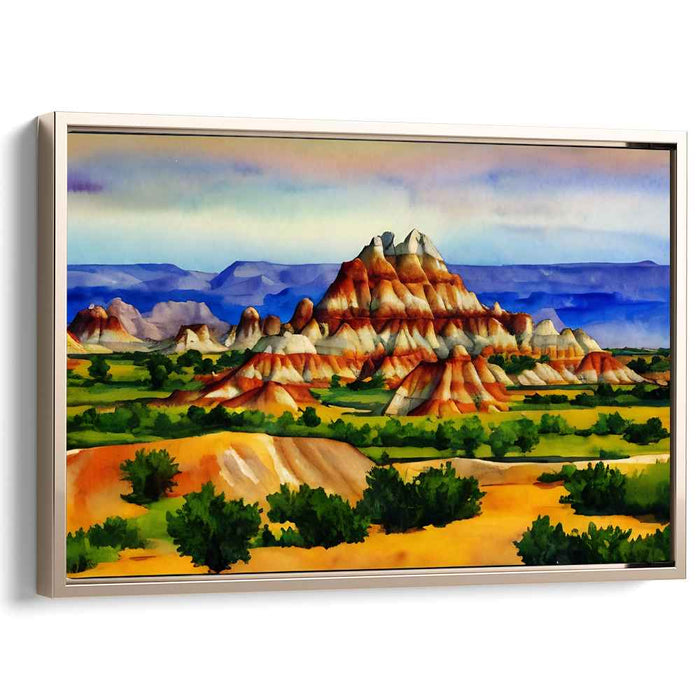 Majestic Desert Mountain Landscape: Vibrant Watercolor Canvas Art Print