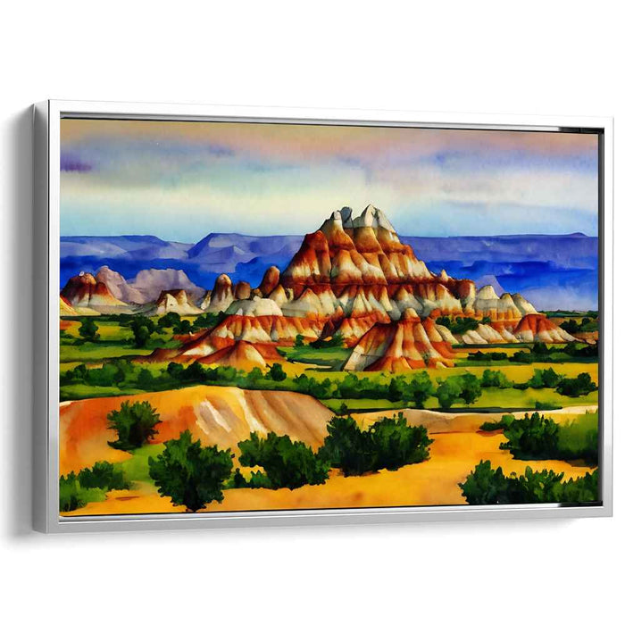 Majestic Desert Mountain Landscape: Vibrant Watercolor Canvas Art Print