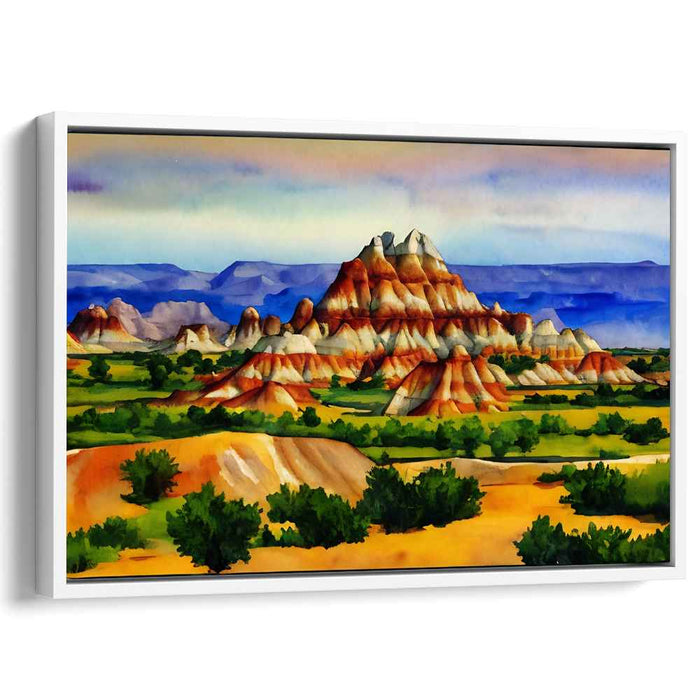 Majestic Desert Mountain Landscape: Vibrant Watercolor Canvas Art Print