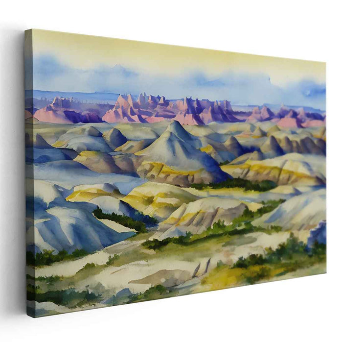 Mesa Melodies: Watercolor Landscape of Rolling Hills and Mesas