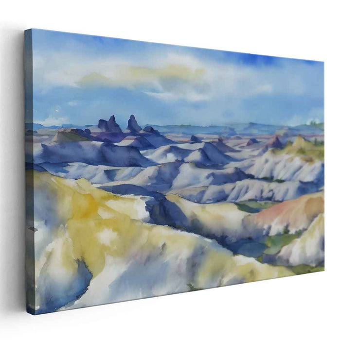 Aqua Brushstrokes Euphoria: Watercolor Landscape Canvas Art Print