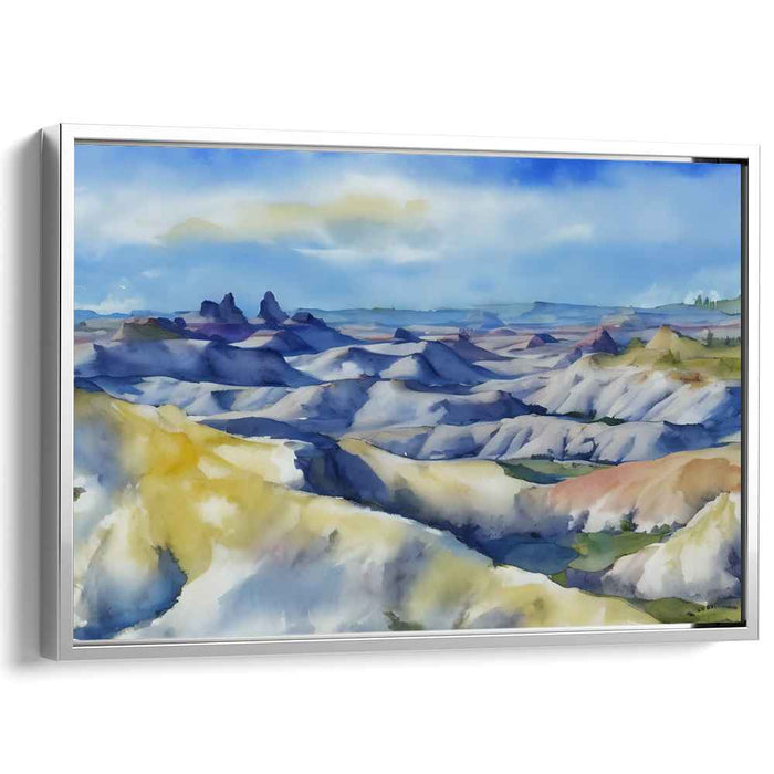 Aqua Brushstrokes Euphoria: Watercolor Landscape Canvas Art Print