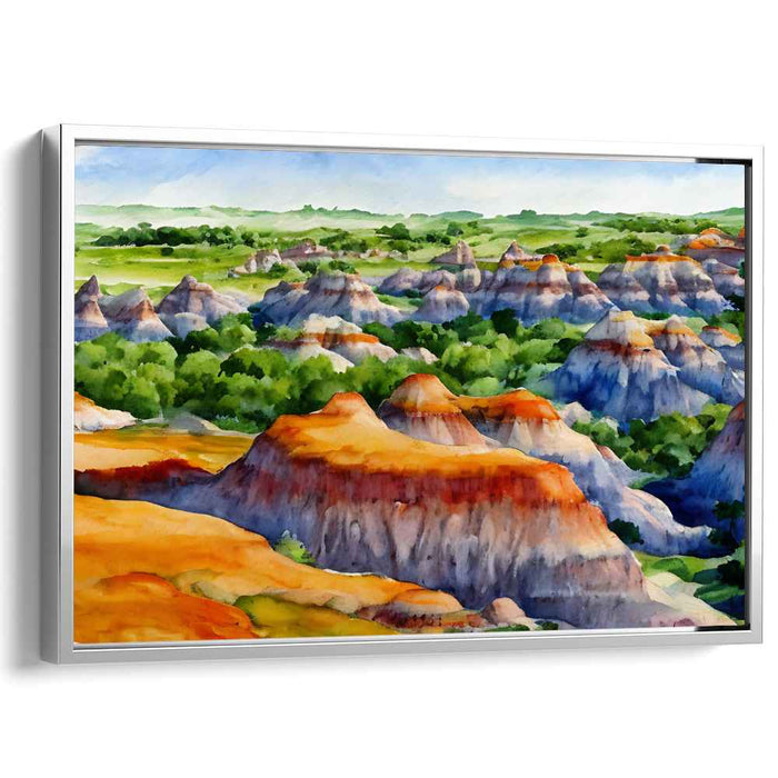 Misty Moors Whispers: Watercolor Landscape of Rolling Hills Canvas Art