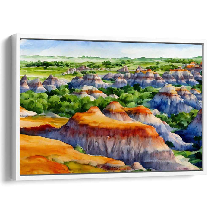 Misty Moors Whispers: Watercolor Landscape of Rolling Hills Canvas Art