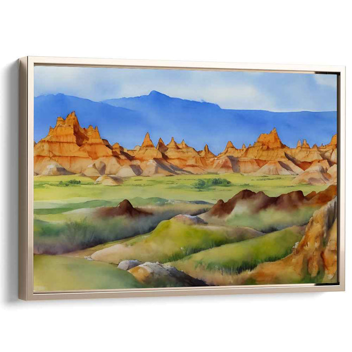 Crested Horizons: Watercolor Landscape of Rugged Peaks