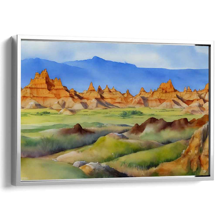 Crested Horizons: Watercolor Landscape of Rugged Peaks