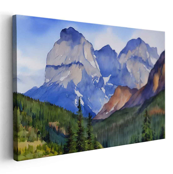 Elusive Misty Horizons: Serene Watercolor Landscape Canvas Art