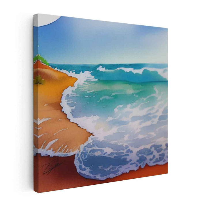 Whispers Of Tide Harmony: Tranquil Beach and Turquoise Waves Canvas Art