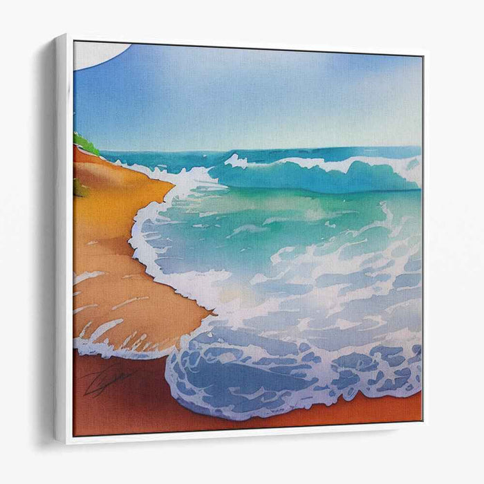 Whispers Of Tide Harmony: Tranquil Beach and Turquoise Waves Canvas Art