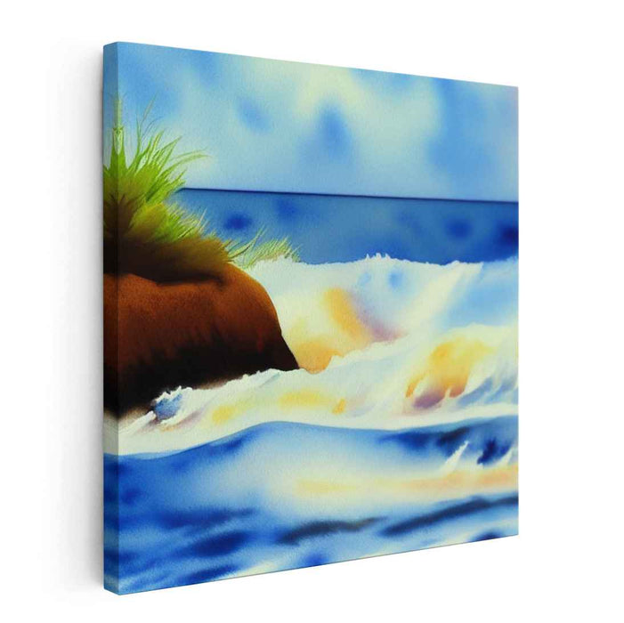 Ocean's Reflections: Impressionist Coastal Seascape Canvas Art Print