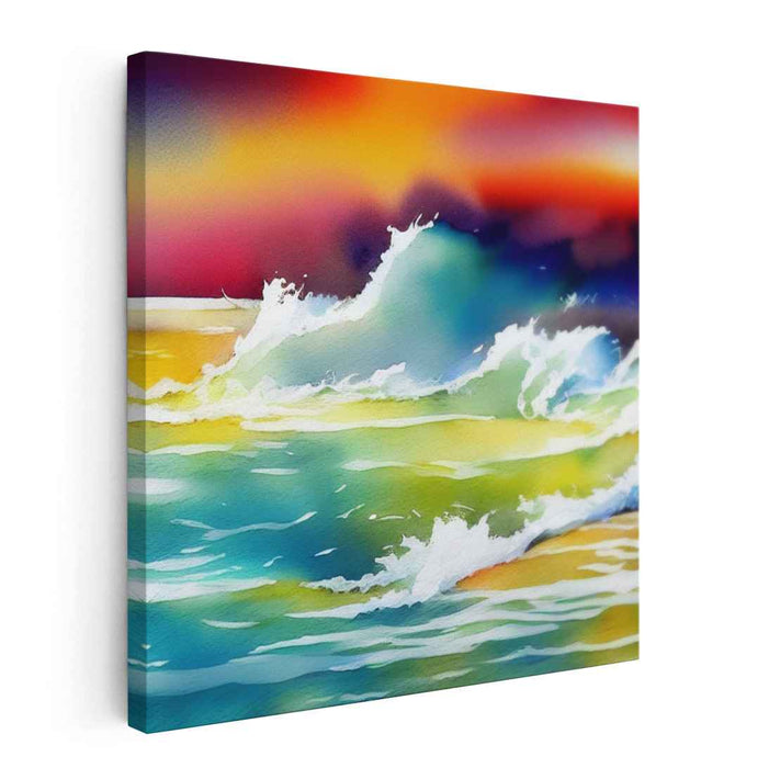 Ephemeral Dusk Bay: Dynamic Sunset Seascape Canvas Art Print