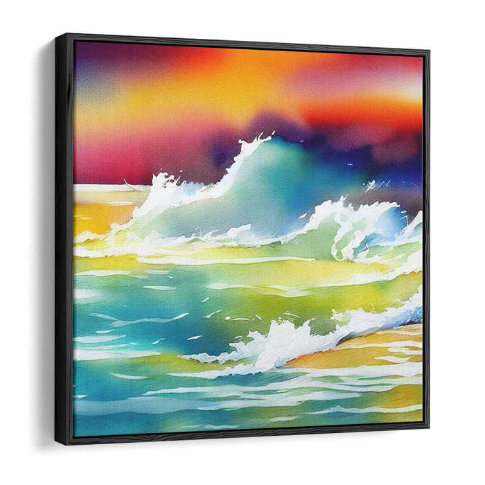 Ephemeral Dusk Bay: Dynamic Sunset Seascape Canvas Art Print