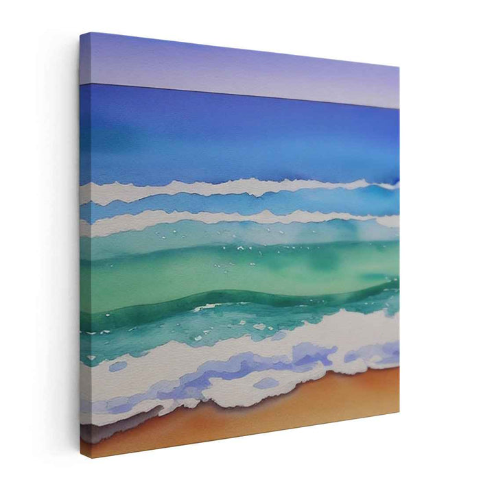 Tranquil Aquatic Reflections: Serene Watercolor Seascape Canvas Art Print