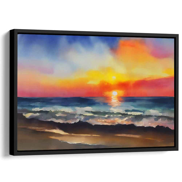 Water's Edge Palette: Vibrant Watercolor Beachscape Art Print