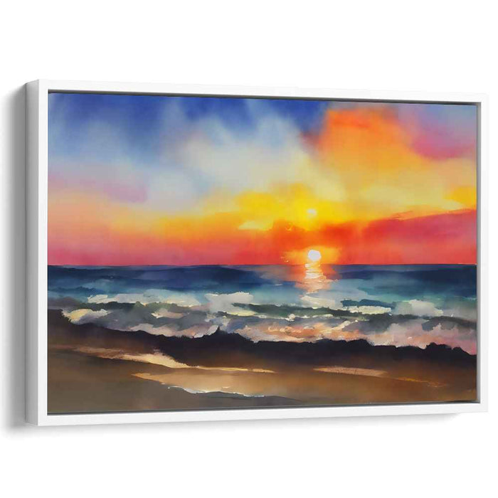 Water's Edge Palette: Vibrant Watercolor Beachscape Art Print