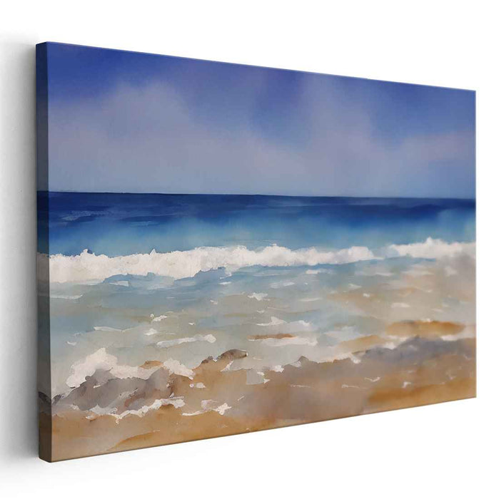 Seascape Serenade: Coastal Watercolor Seascape Canvas Art