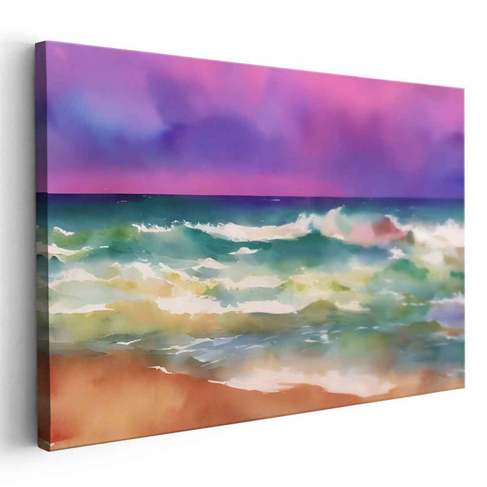 Sky's Serenade: Tranquil Waves Under a Vibrant Sky Canvas Art Print
