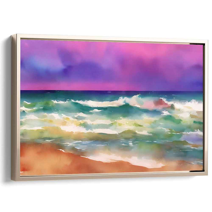 Sky's Serenade: Tranquil Waves Under a Vibrant Sky Canvas Art Print