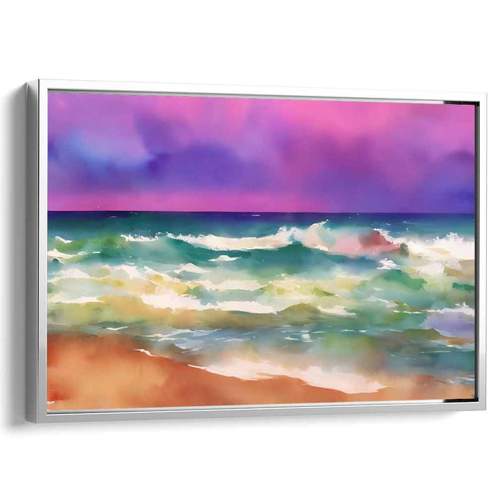 Sky's Serenade: Tranquil Waves Under a Vibrant Sky Canvas Art Print