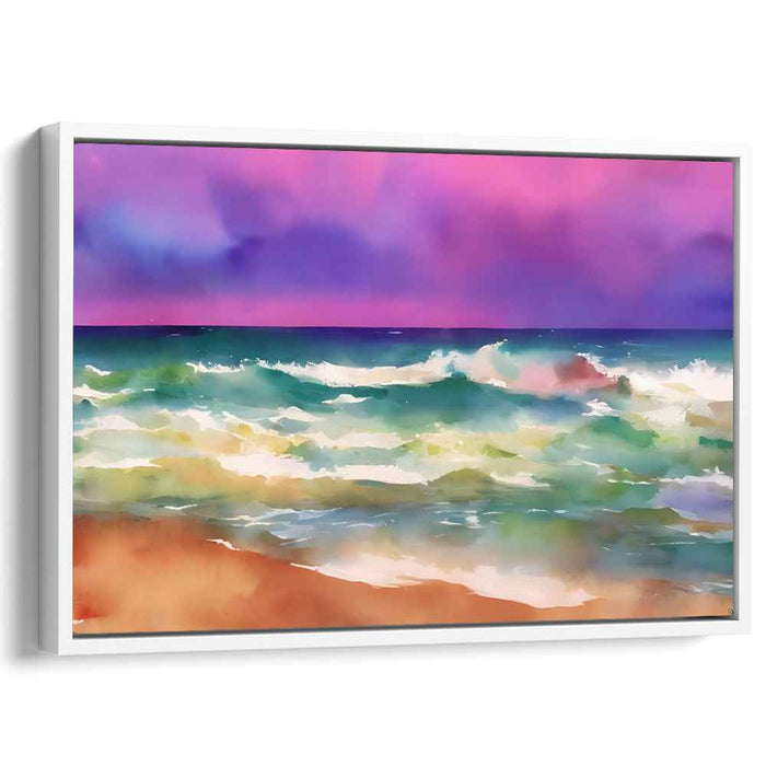 Sky's Serenade: Tranquil Waves Under a Vibrant Sky Canvas Art Print