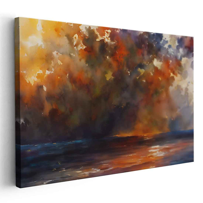 Stormy Sunset: Dramatic Seascape Watercolor Canvas Art Print