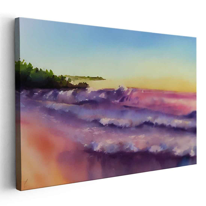 Violet Shores Dance: Coastal Waves in Majestic Purples