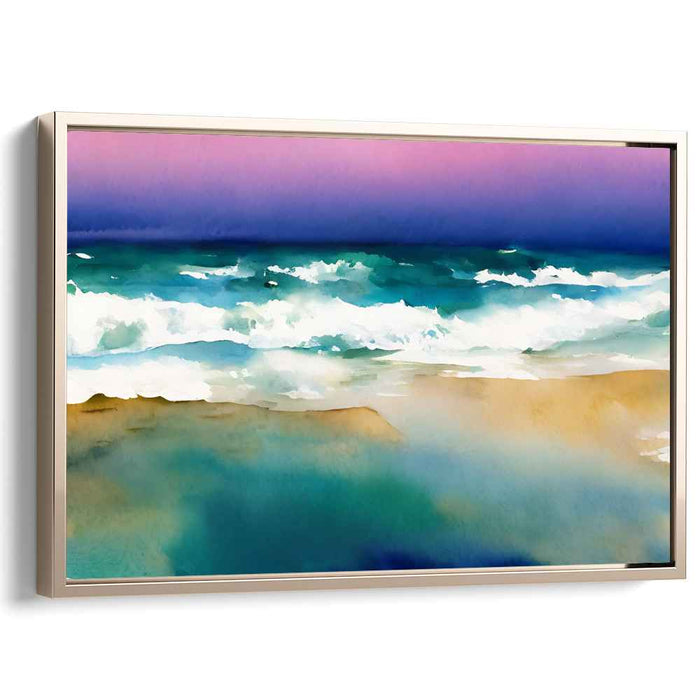 Calm Waterside Haven: Serene Watercolor Beach Scene