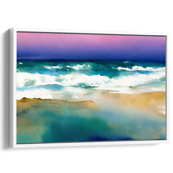 Calm Waterside Haven: Serene Watercolor Beach Scene